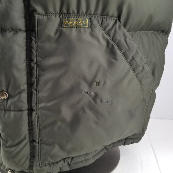 Polo Ralph Lauren Puffer Down Vest Mens 2XB Big Green Jacket Full Zip VINTAGE - Picture 5 of 12
